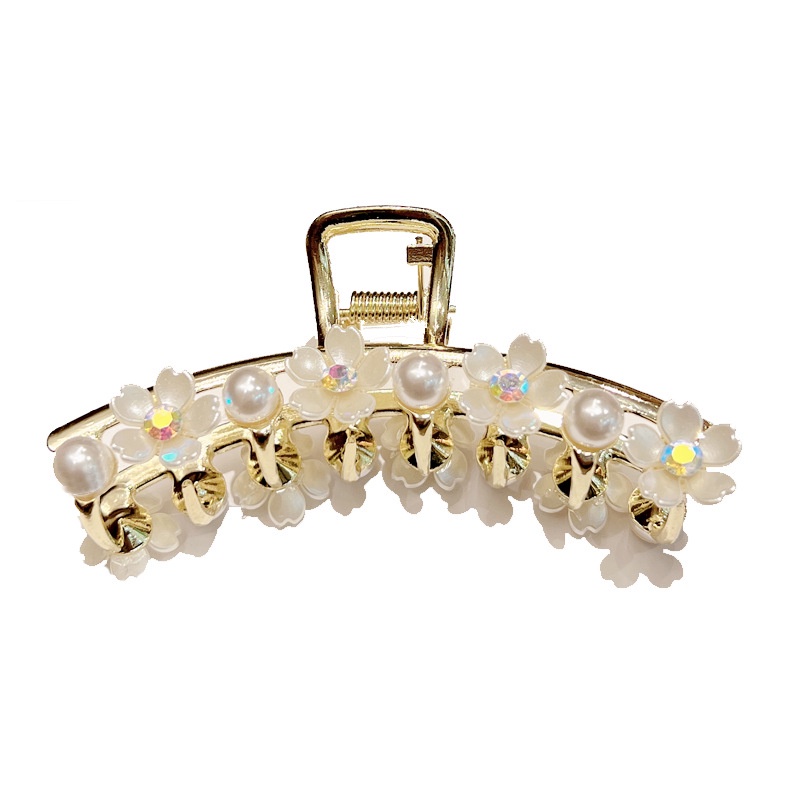 Kẹp Tóc Hình Hoa Lưng Đính Ngọc Trai Cao Cấp Kiểu Pháp 2022 Cho Nữ