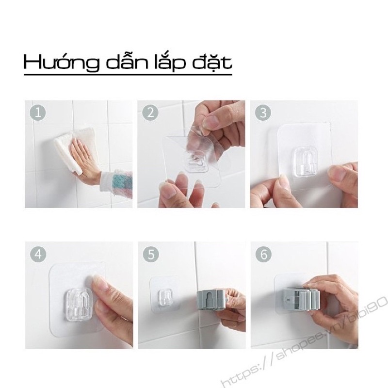 Móc treo giữ chổi cây lau nhà không thấm nước chịu lực tốt dán tường tiện lợi