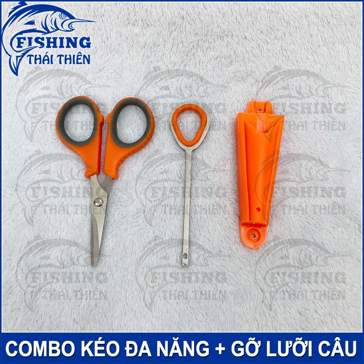 Combo Kéo Cắt Đa Năng SDY 304 Cây Gỡ Lưỡi Câu 11cm Chuyên Nghiệp Có Vỏ Gắn Vào Thùng Câu Đài Tiện Lợi