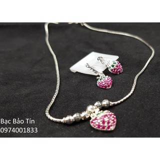 Set Bạc Tim Dâu cho Trẻ Em