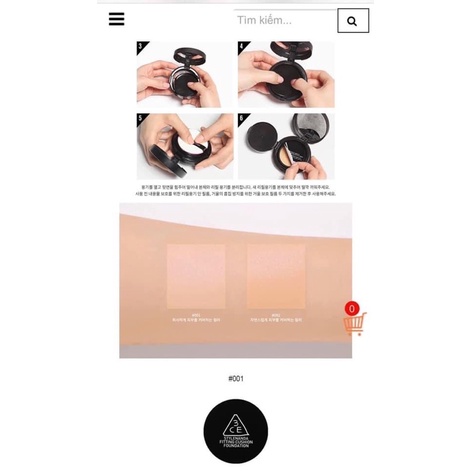 [Tly 16/7/22]Phấn Nước 3CE Fitting Cushion Foundation SPF50+ PA+++