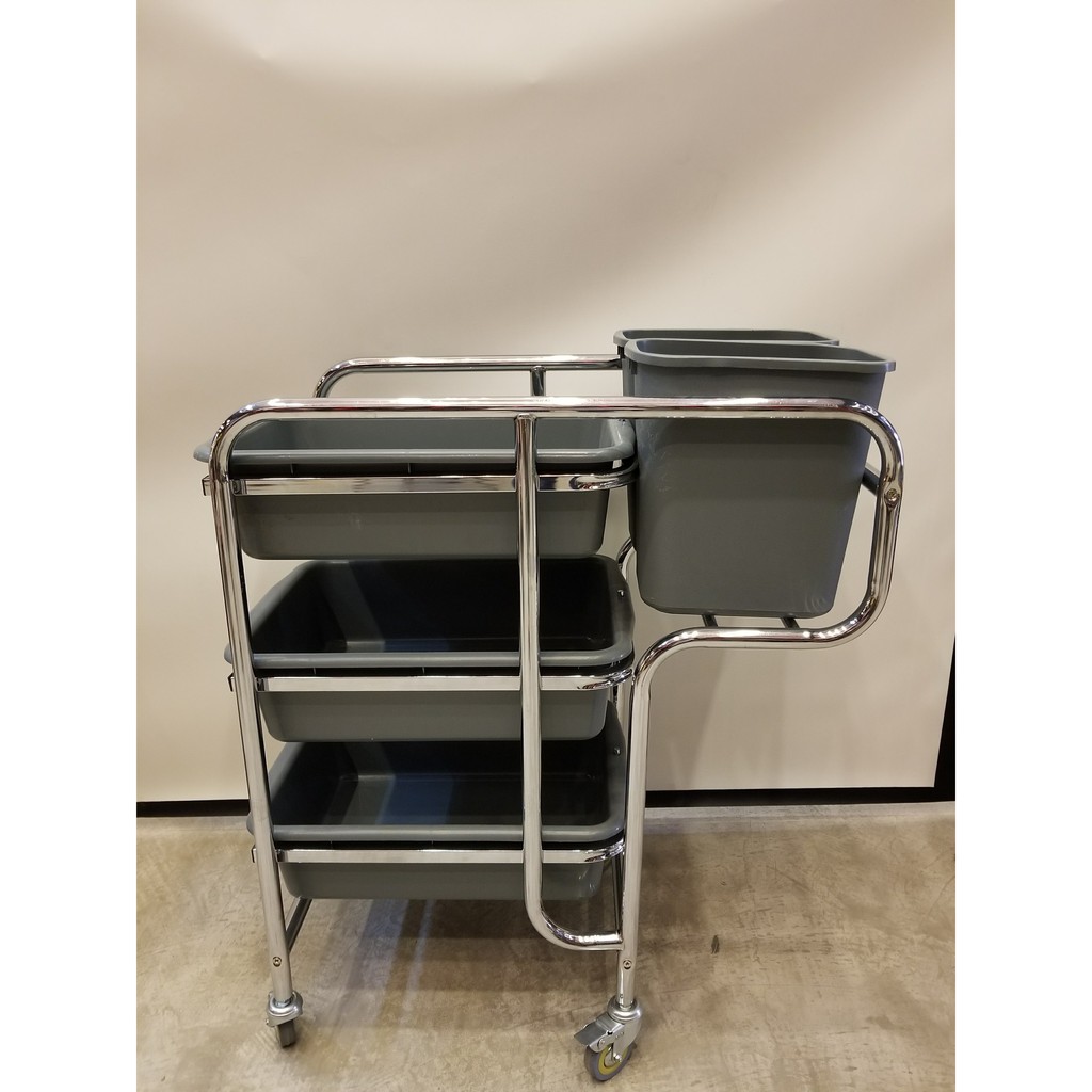 Xe thu dọn bát đĩa, xe thu gọn thức ăn khung inox 304 khóa bánh chống trượt GIÁ ƯU ĐÃI