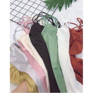 Áo 2 dây nữ basic sơi mảnh vải lụa satin cao cấp