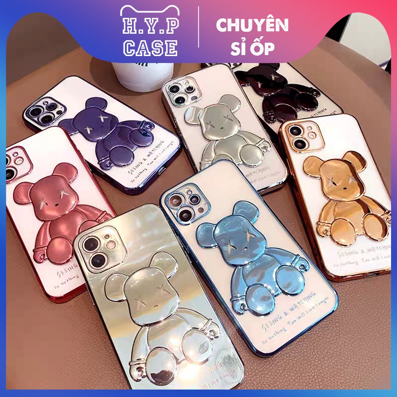 Ốp Lưng Iphone KAWS Nhiều Màu Hình Nổi 3D Viền Si Chống Bẩn Cạnh Vuông (02)