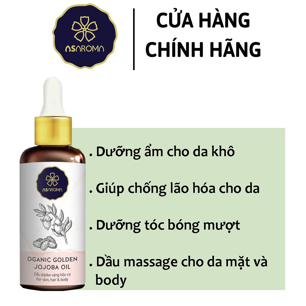 Dưỡng Ẩm Da Khô Dầu Jojoba Asaroma - Dưỡng Mi - Dưỡng Môi - Làm Sạch Da - Tẩy Trang Trước Khi Dùng Sửa Rửa Mặt - 100Ml