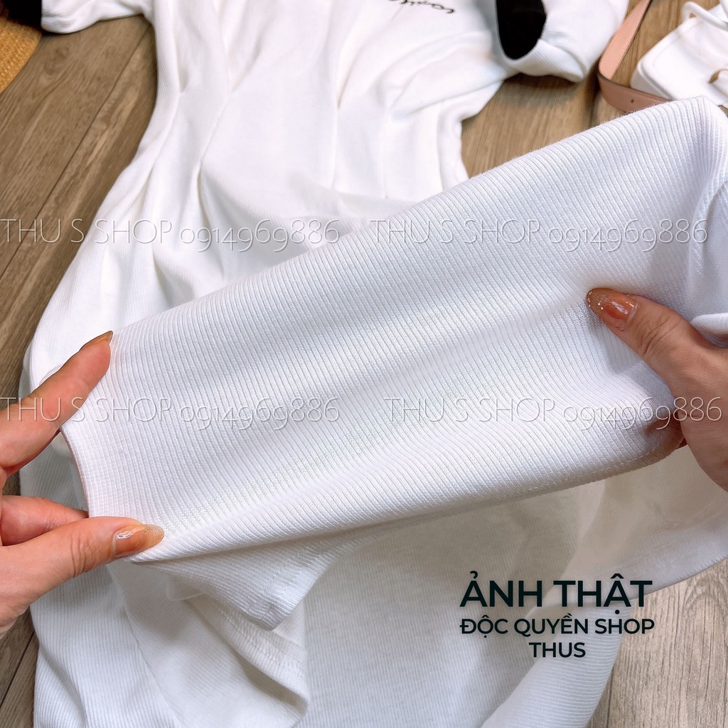 Váy Polo Nữ Dáng Dài Cộc Tay Chiết Eo THUS, Đầm Xòe Ôm Eo Chất Thun Tăm Mềm Mát Co Dãn VPOLO01
