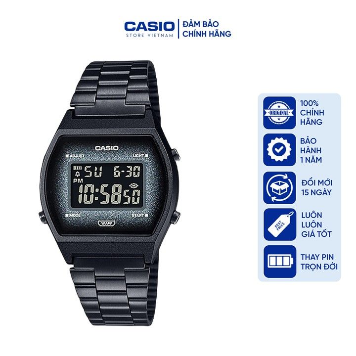 Đồng hồ Nữ Casio B640WBG-1B, đồng hồ chính hãng, đen nhũ lấp lánh