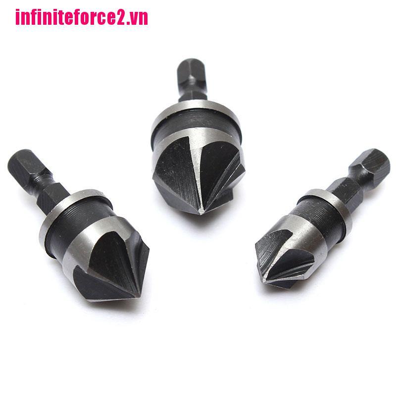 Set 3 mũi khoan khoét loe miệng lỗ 1/4" đặc biệt