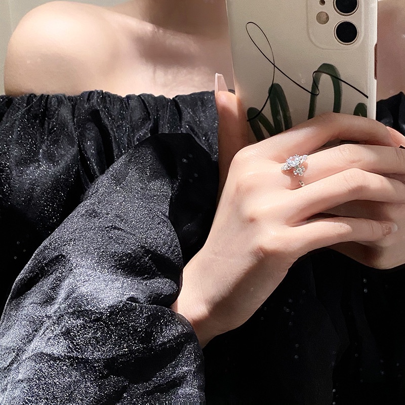 Nhẫn Hở Đính Đá Zircon Hình Hành Tinh Thời Trang Ngọt Ngào