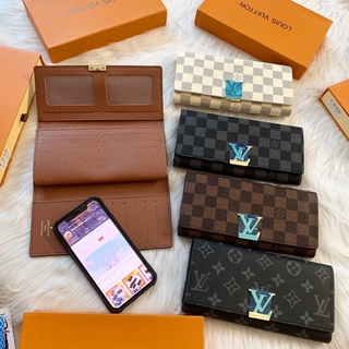 Ví nữ dài cầm tay,bóp nữ dài gập 3 lv [FULL BOX] dập logo đầy đủ kèm ảnh thật và video