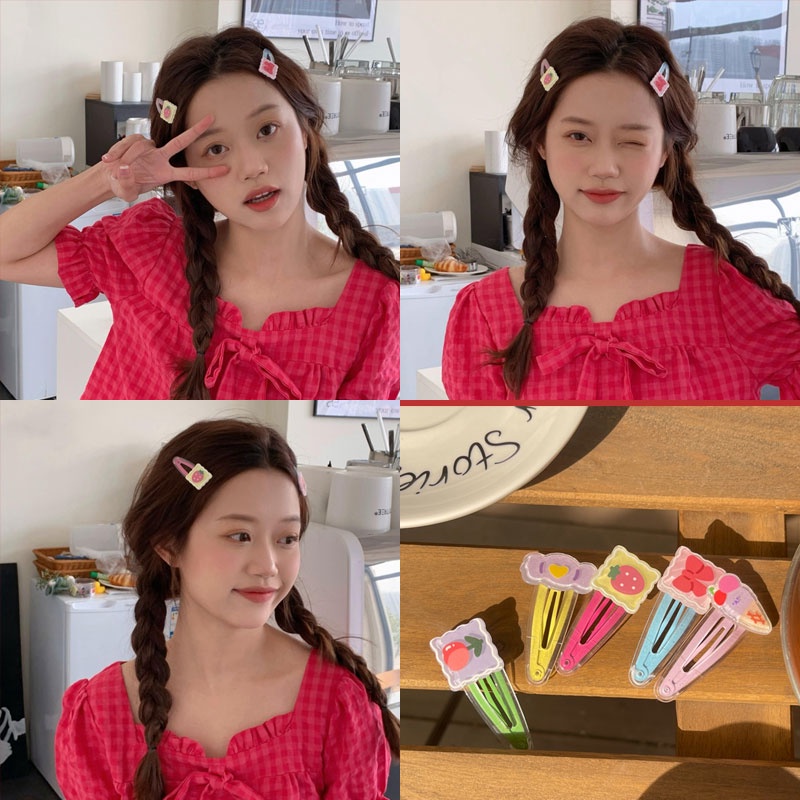Kẹp Tóc BB Nhiều Màu Sắc Họa Tiết Trái Dâu Dễ Thương Xinh Xắn Cho Nữ