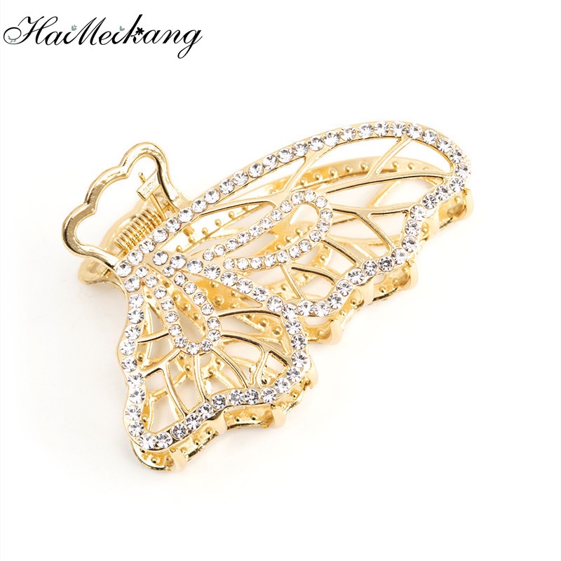 Kẹp tóc Haimeikang bằng kim loại hình bươm bướm đính đá thời trang
