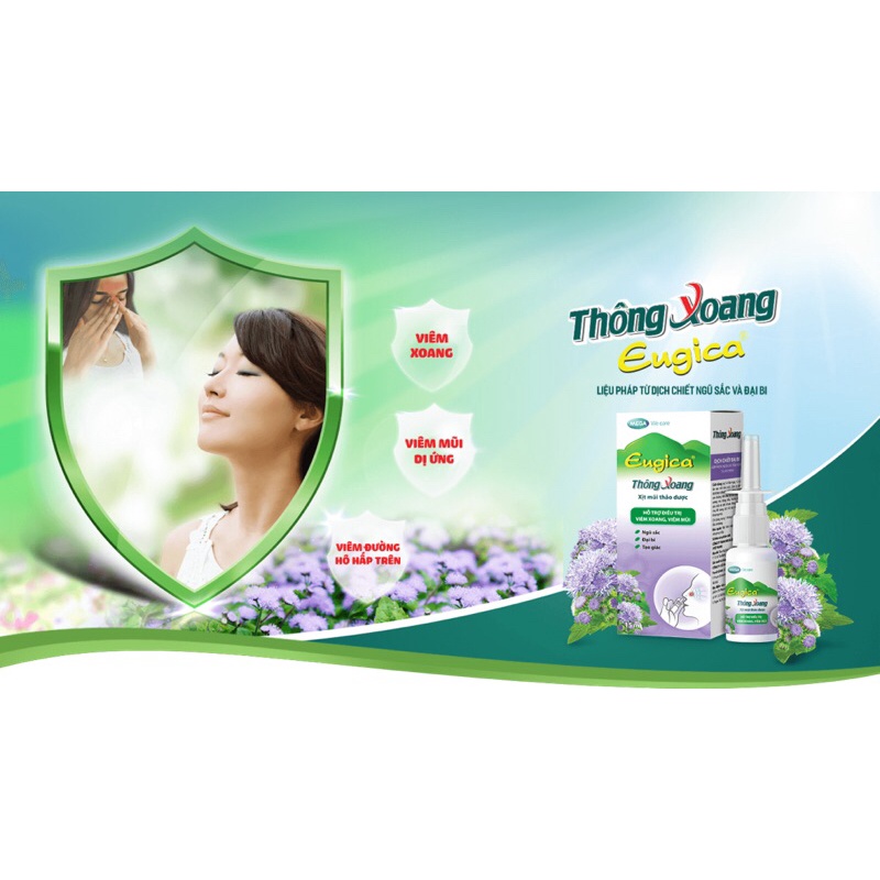 Xịt Thảo Dựơc Thông Xoang Eugica (dịch chiết ngũ sắc hỗ trợ điều trị viêm xoang, viêm mũi, viêm đường hô hấp trên...)