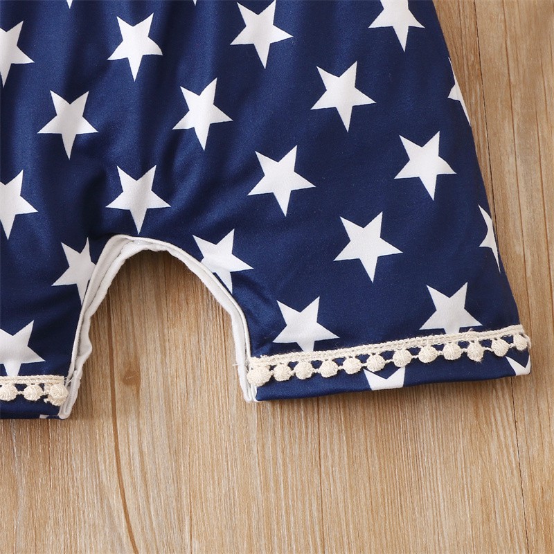 Áo liền quần MIKRDOO kiểu lá sen hoạ tiết ngôi sao thời trang mùa hè cho bé yêu