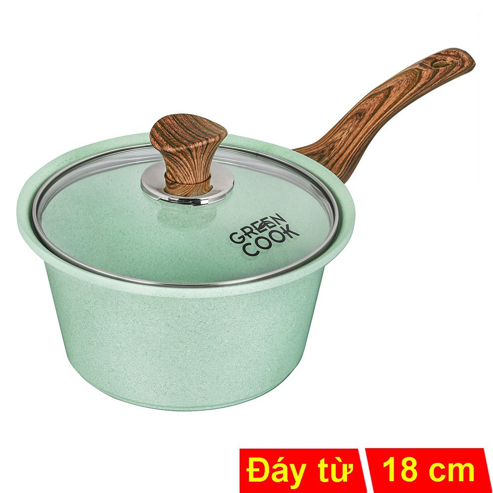 Quánh đúc men đá chống dính 7 lớp Greencook GCS05-18IH sử dụng được bếp từ