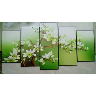 Tranh bộ canvas 5 tấm hoa mộc lan