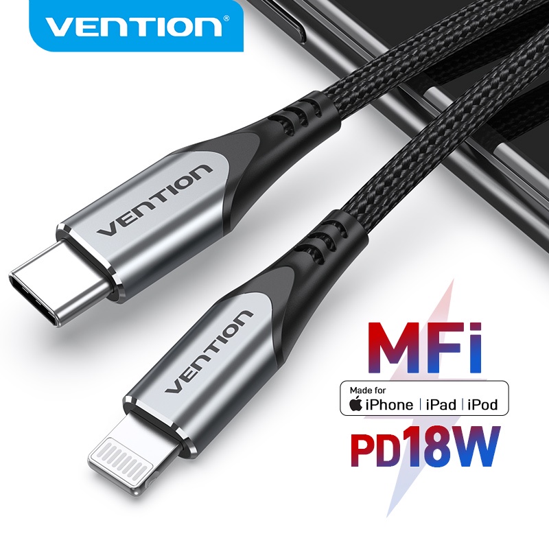 Cáp Vention USB C sang Lightning 3A PD hỗ trợ sạc truyền dữ liệu nhanh 480Mbps