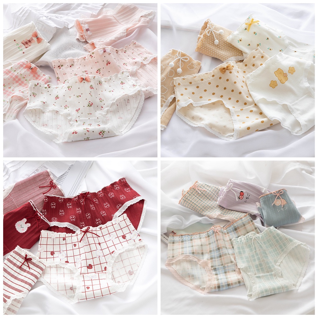 [Che Tên] Set 5 Quần Lót Cotton Hot 2021 Cute Hoạ Tiết Dễ Thương Combo 5 Quần Chip Cạp Thấp TOPBRA | BigBuy360 - bigbuy360.vn