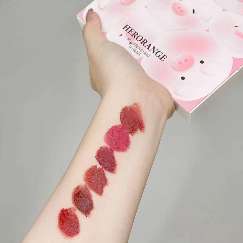 Set 6 Son Kem Màu Lì Mịn Màng Lâu Trôi Không Khô Môi Herorange