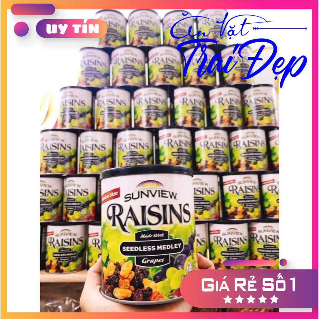 Nho Khô Mỹ Không Hạt Sunview Raisins Đen Trai Đẹp 425G