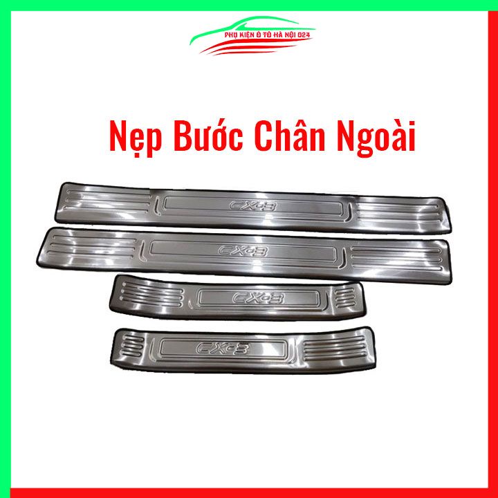 Ốp bậc cửa, nẹp bước chân INOX cho xe Mazda CX3, CX-3 2021-2023