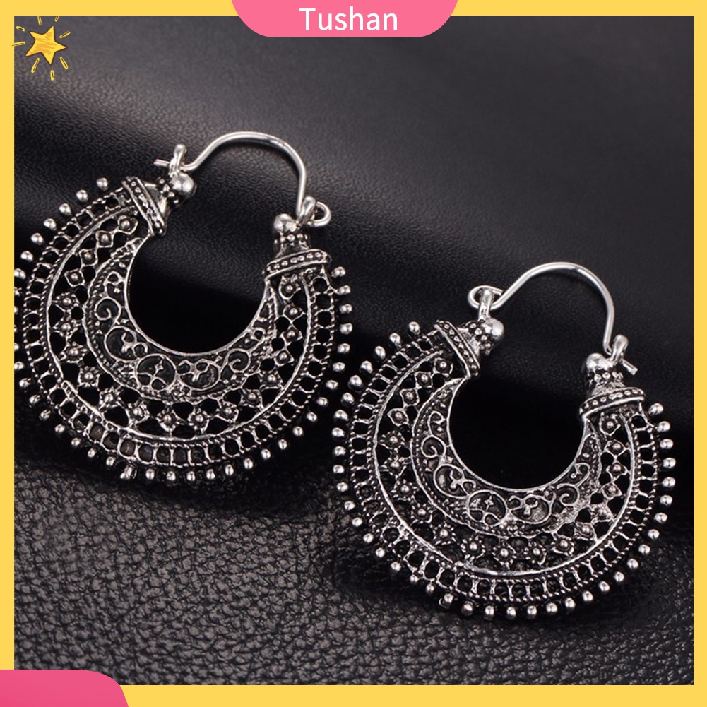 Hoa Tai Kim Loại Dáng Chữ U Phong Cách Retro