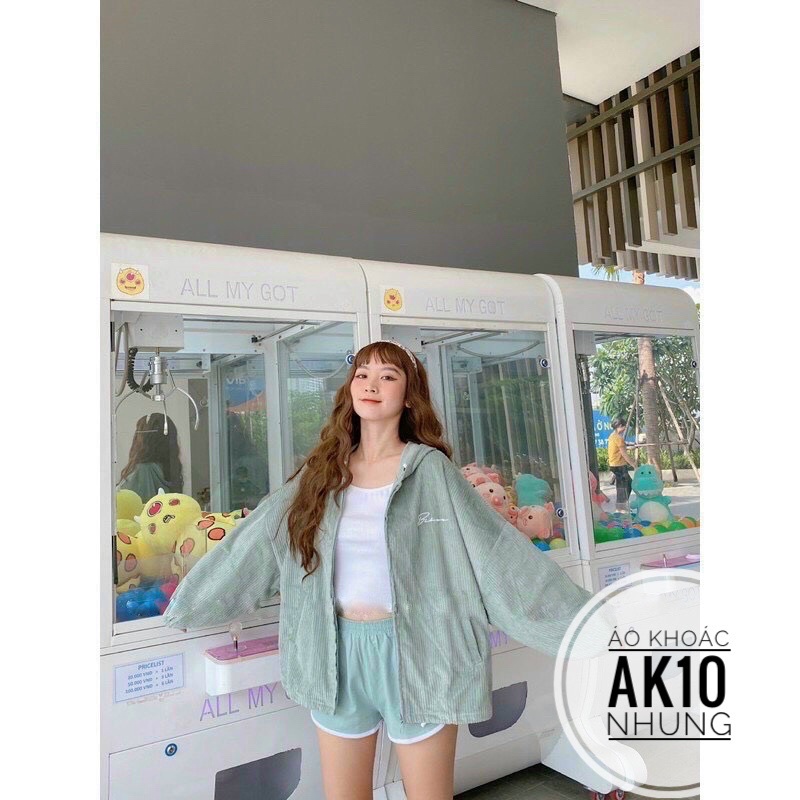 BIGSIZE Áo khoác nhung khoá kéo AK10