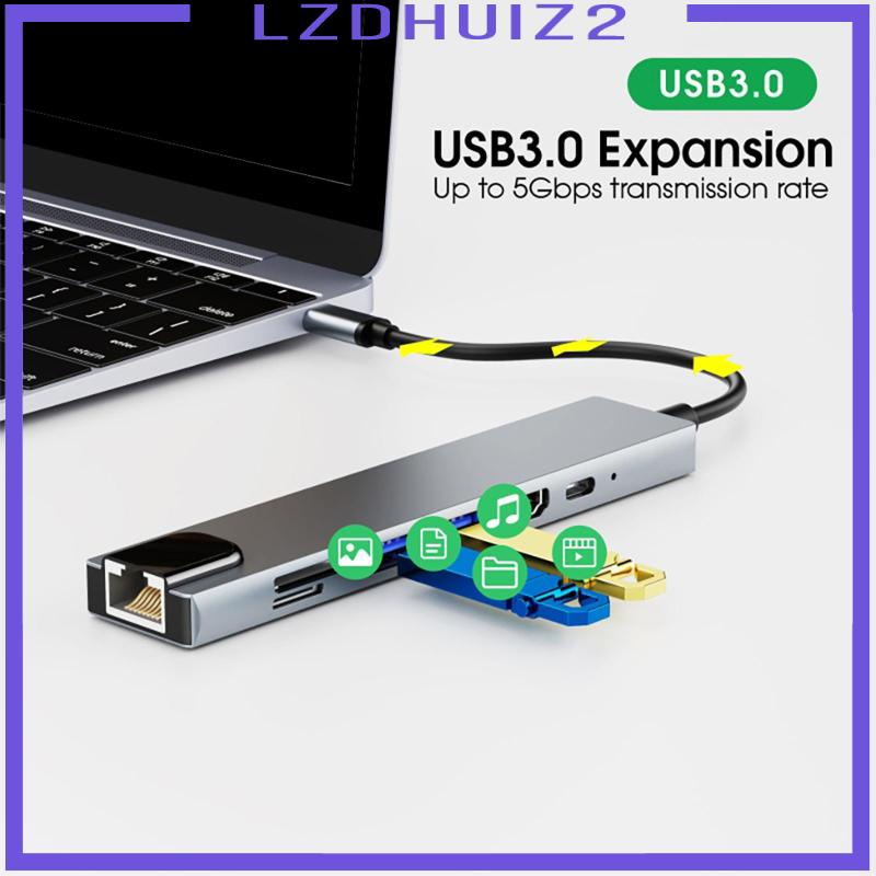 Bộ Chia Bảy Cổng Mạng Ethernet Type C Màu Xám 12.2x1.4x0.6Inches Chuyên Dụng Cho Laptop