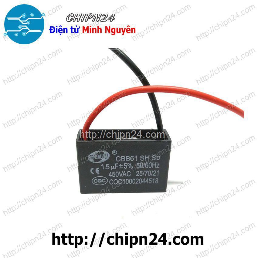 [1 CON] Tụ quạt CBB61 1.5uF 450V