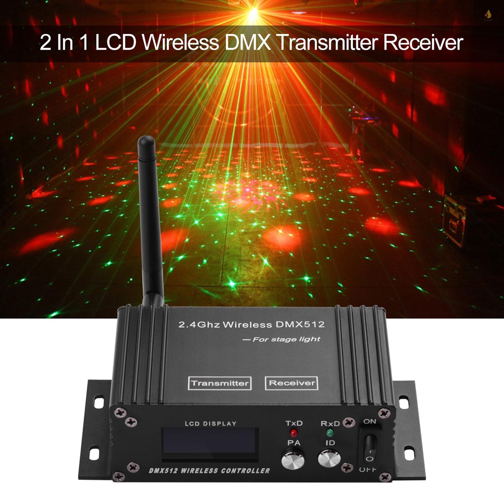 Bộ Điều Khiển Đèn Không Dây DMX512 2.4G ISM 126 CH LCD Cho Sân Khấu Quán Bar DJ Disco Có Ăng Ten Nguồn