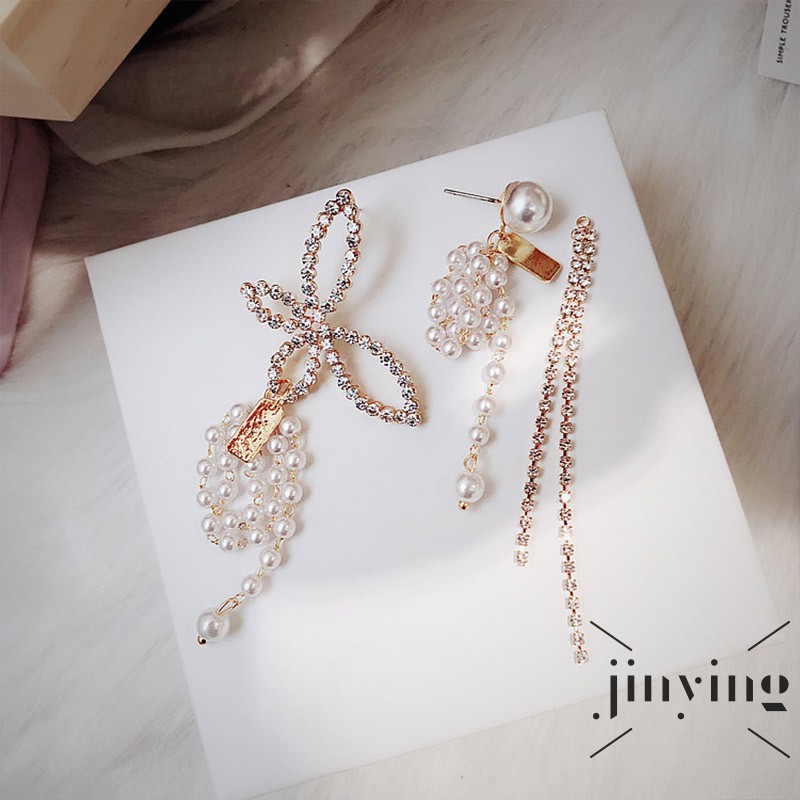 GETNOIVAS Bông tai dáng dài thiết kế không đối xứng phong cách Âu Mỹ thời trang cho nữ