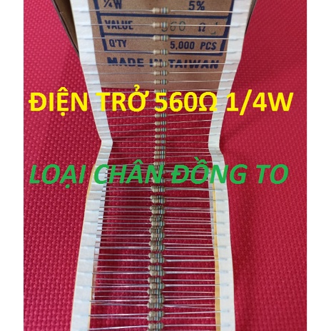 Điện Trở 560ôm 560ohm 560r 1/4W 5% Loại Chân To Bằng Đồng