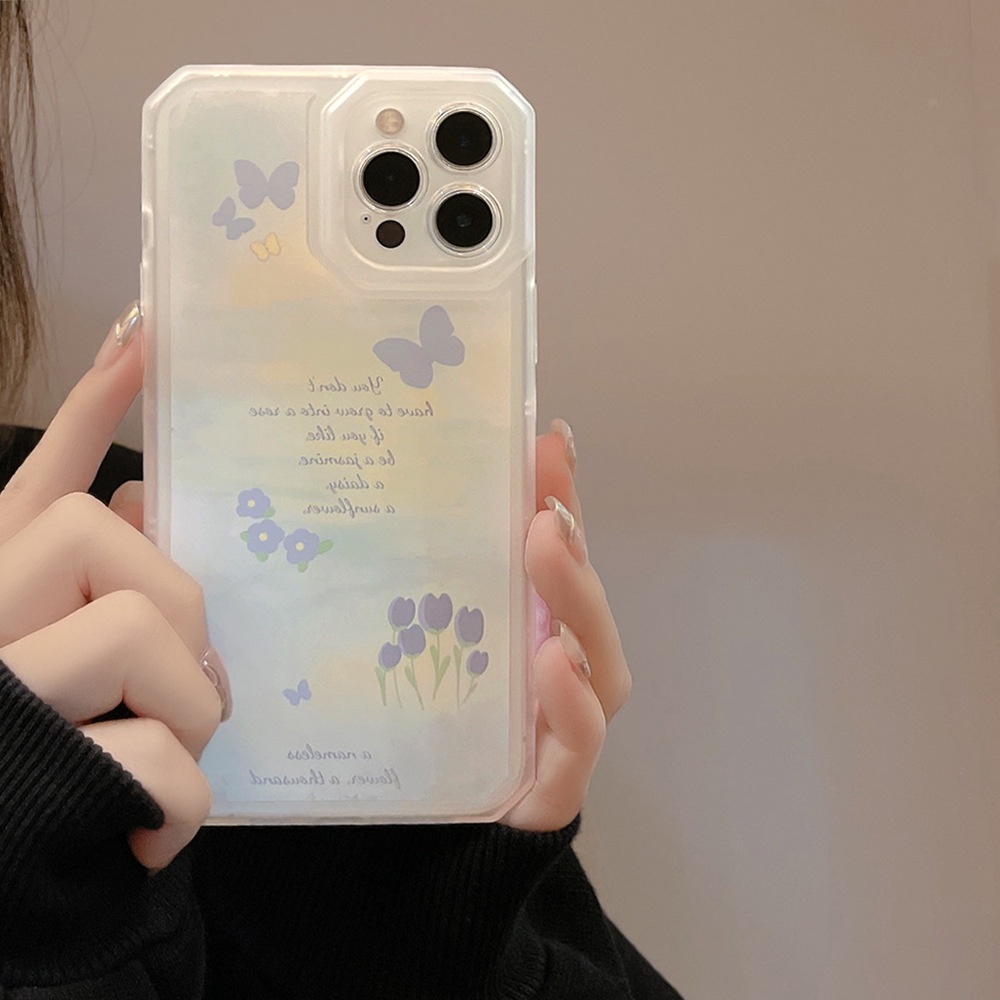 Ốp iphone 11 Ốp Điện Thoại Silicon TPU Mềm Nhám Họa Tiết Hoa Và Bướm Cho iphone 7 8 plus 11 pro max 12 mini 13 XR XS