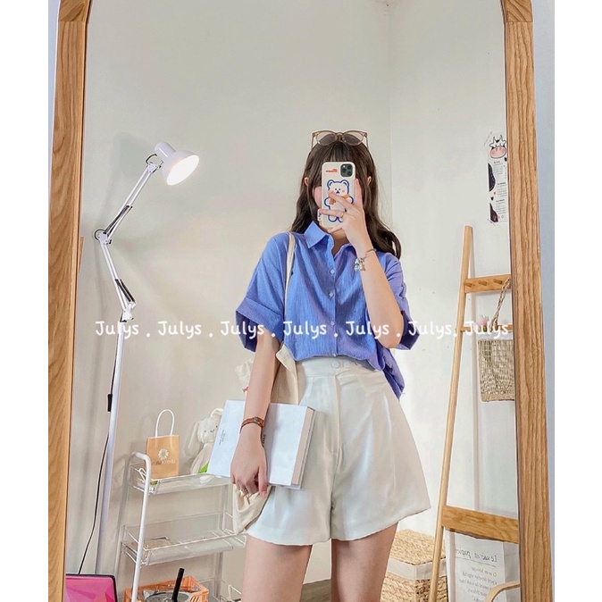 Quần short cạp cao cúc bấm (ảnh thật shop chụp kèm video)