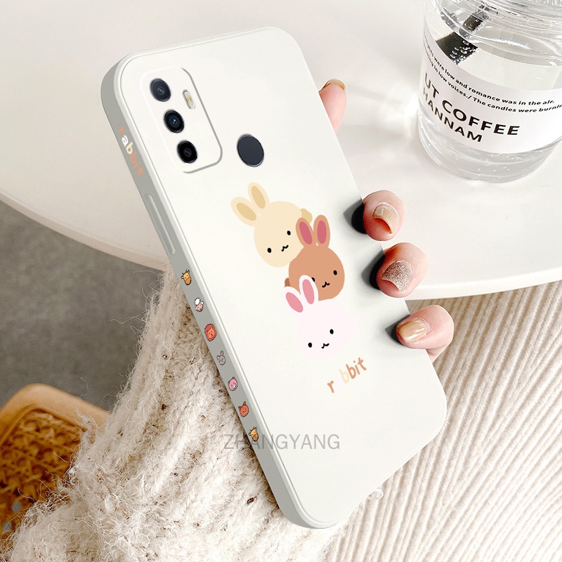 ốp lưng oppo a53 a53 2020 Ốp Điện Thoại TPU Silicone Hình Ba Chú Thỏ Đáng Yêu Kèm Dây Đeo Cho oppo a53 a53 2020