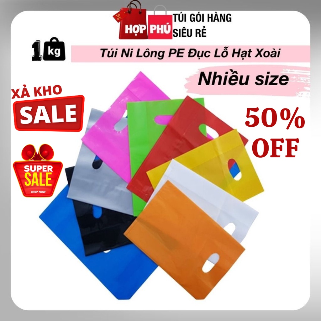 Túi Đựng Quần Áo Hàng Hóa Mỹ Phẩm PE Nilon Hạt Xoài Bóng Dẻo Dai Bền - Túi Nhựa Đựng Đồ Hợp Phú Bịch 1 Kg