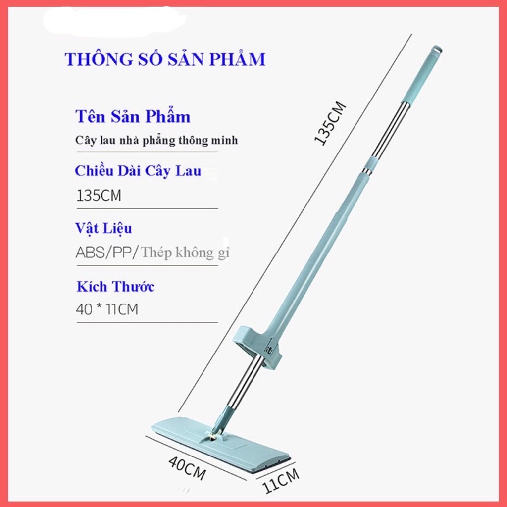 Chổi Lau Nhà Tự Vắt Phẳng Thông Minh Xoay 360 Độ Lau Nhà Siêu Sạch Siêu Thấm Hút