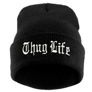 !! Mũ dệt kim ấm áp mùa đông Thug Life beanies mũ hip-hop ngoài trời thông thường beanies