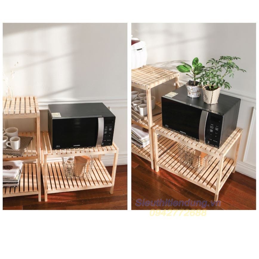 Kệ lò vi sóng 3 tầng, Gỗ thông tự nhiên