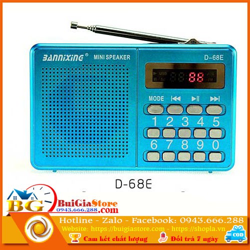 Máy nghe nhạc Thẻ Nhớ, Usb, đài FM Bannixing D-68E