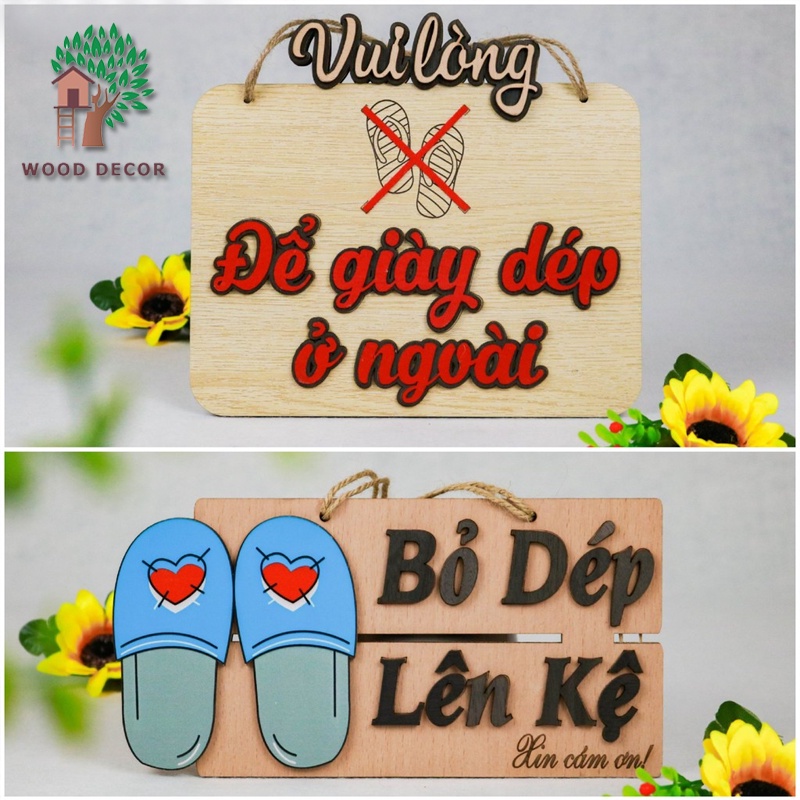 Bảng gỗ trang trí, bảng gỗ decor Để giày dép ở ngoài