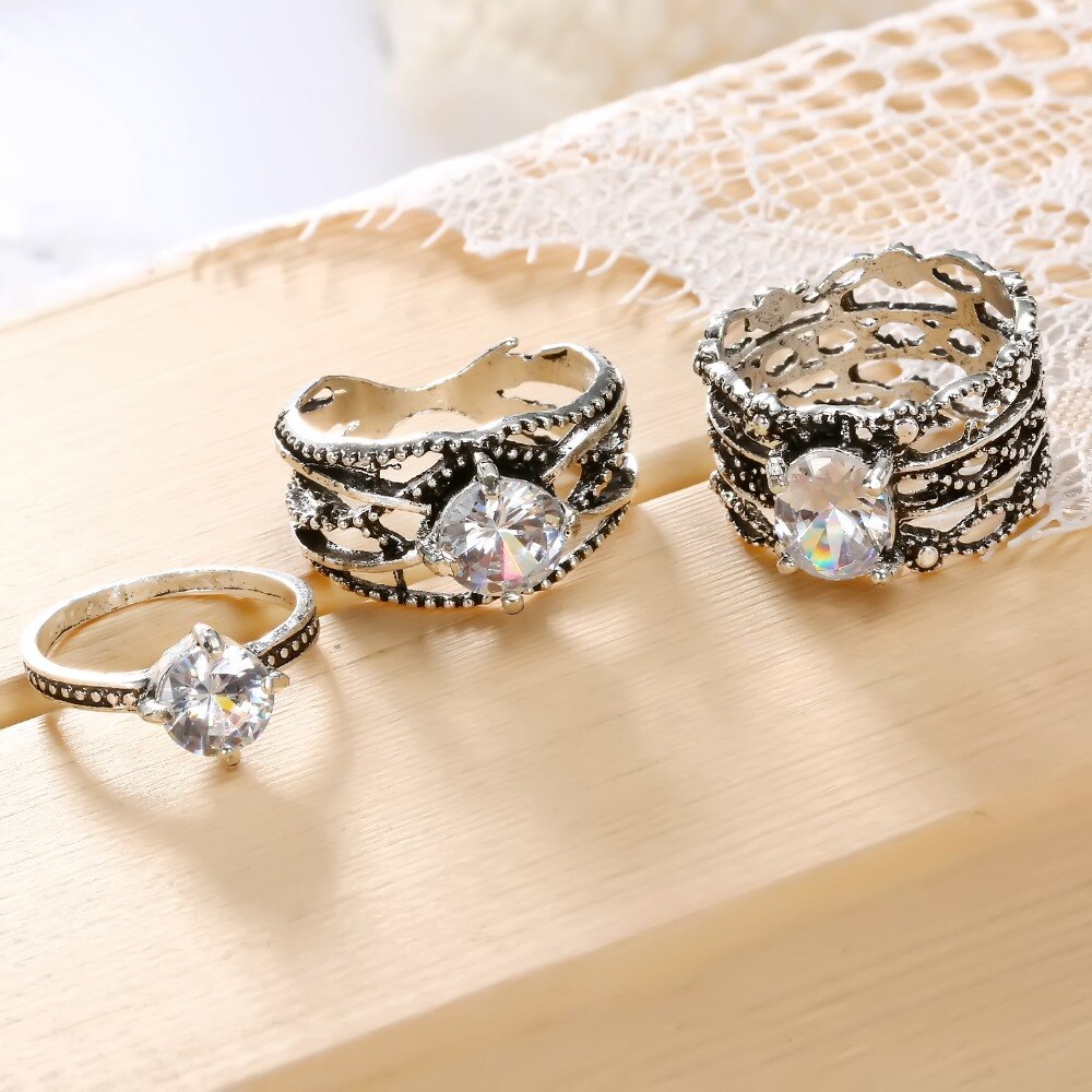 Set 3 Nhẫn Đốt Ngón Tay Phong Cách Bô-Hem Cho Nữ