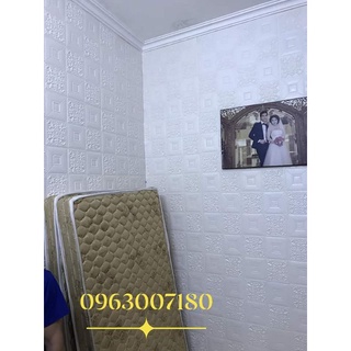 Combo 10 tấm xốp dán tường hoa văn khổ lớn sẵn keo 70x70cm