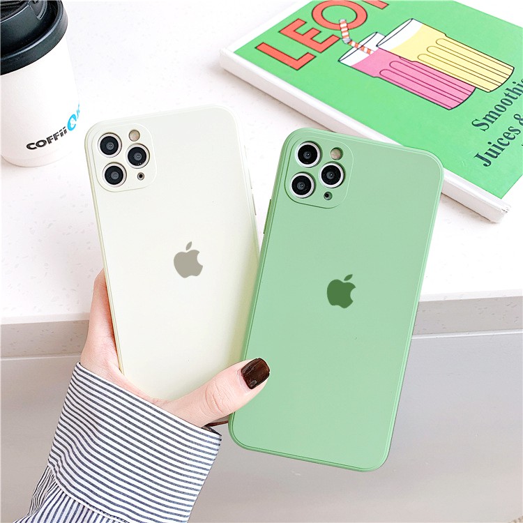 Ốp lưng iphone - Ốp iphone Logo táo lót nỉ 4 màu cạnh vuông BVC 5/5s/6/6plus/6splus/7/7plus/8/8plus/x/xs/11/12/pro/max