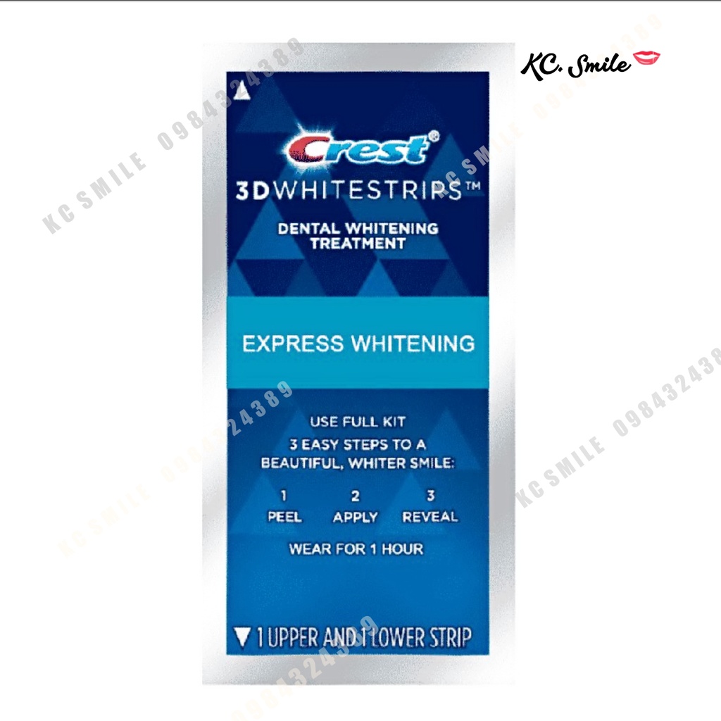 Miếng dán trắng răng Crest 3D White 1 Hour Express - Làm trắng răng cấp tốc 1 giờ