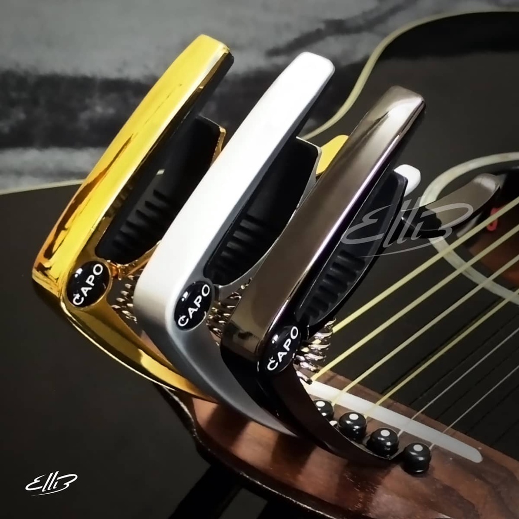 Capo Guitar cao cấp Mẫu E203 - kẹp tăng tông acoustic và classic có kèm khoá mở chốt dây đàn