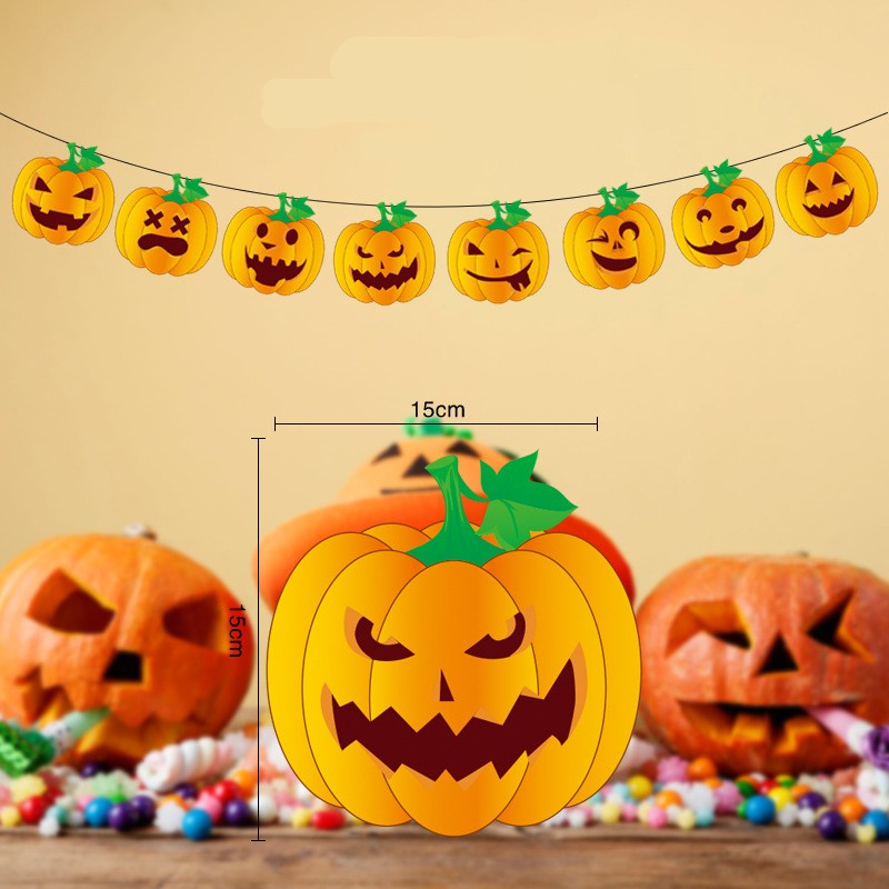 Dây Cờ Trang Trí Halloween Dài 3M Hình Búp Bê Ma Cà Rồng