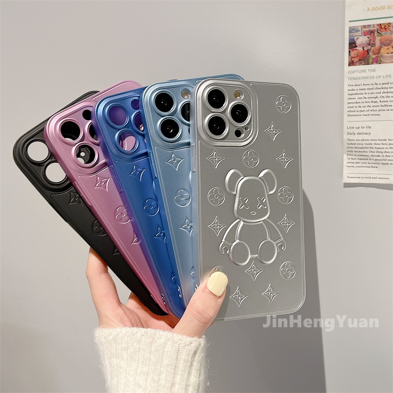 Ốp Điện Thoại TPU Mềm Mạ Điện Hình Gấu Cho Iphone 13 12 11 Pro Max 7 8 Plus X Xs Max Xr