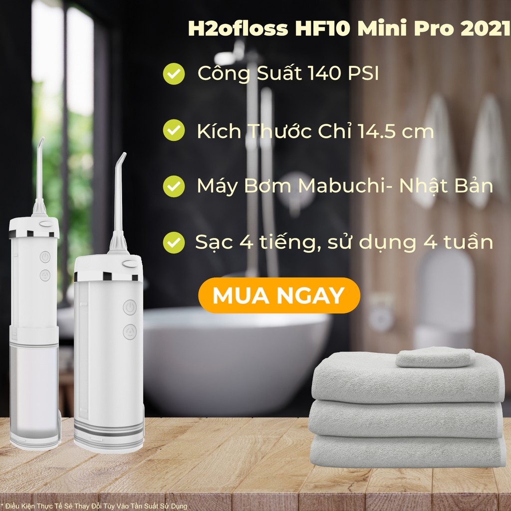 Tăm nước cầm tay H2ofloss HF-10 2022 ( HF6 mini). Bản nâng cấp với sạc Type C tiện lợi