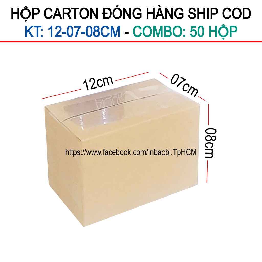 50 Hộp 12x7x8 cm, Hộp Carton 3 lớp đóng hàng chuẩn Ship COD (Green &amp; Blue Box, Thùng giấy - Hộp giấy giá rẻ)